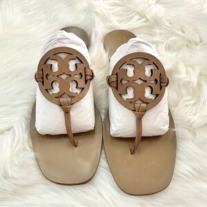 Tory Burch Square Toe Miller Sandals in Sunflower Seed Size 7.5